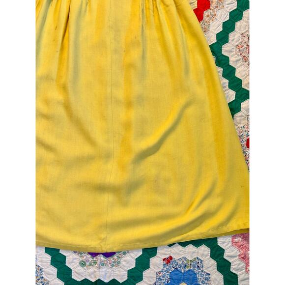 Vintage 1940s Vest & Skirt Set Butter Yellow Cotton Wounded Bird AS IS - Picture 5 of 16